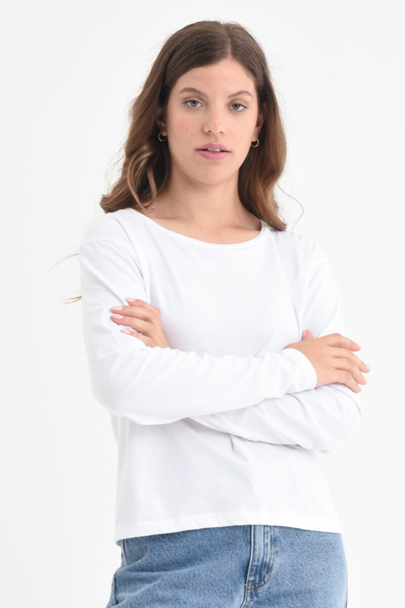 Camiseta manga larga basica algodón orgánico - Blanco 
