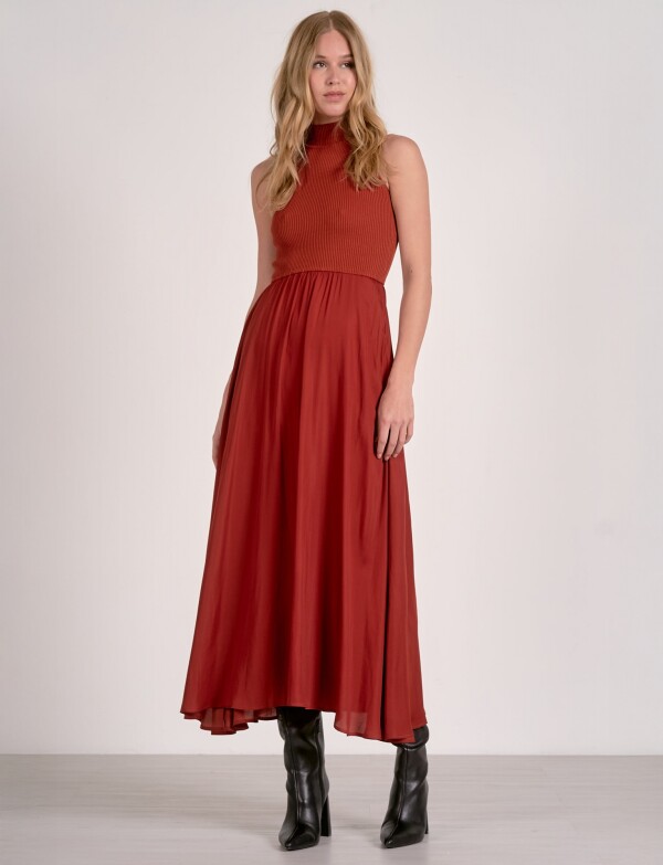 Vestido Maxi Combinado TERRACOTA