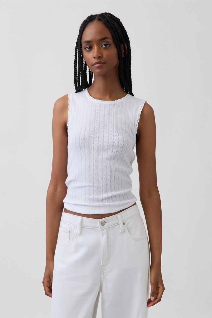 Musculosa Pointelle Mujer Fresh White