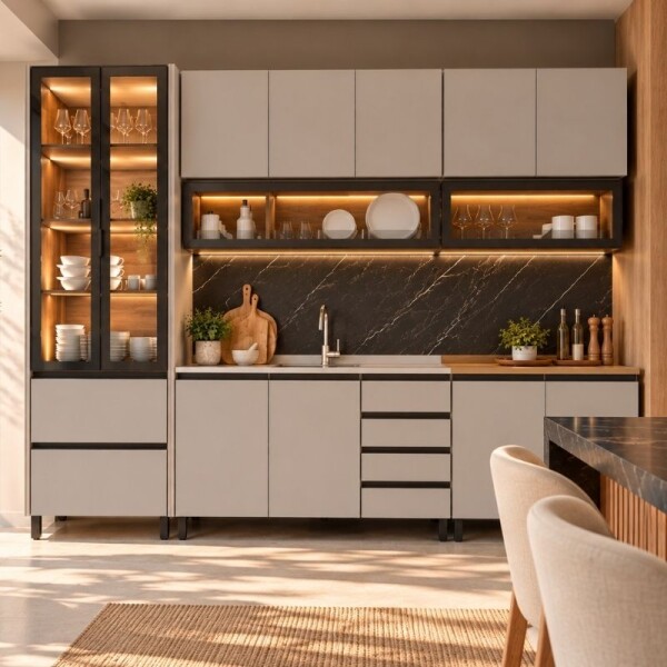 COCINA MODULADA 2.70 MT CON LUZ - ALMA COCINA MODULADA 2.70 MT CON LUZ - ALMA