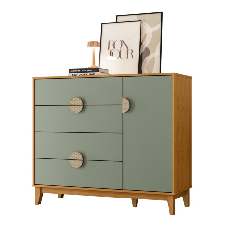 Cómoda cajonera 4 cajones 1 puerta CINAMOMO- VERDE