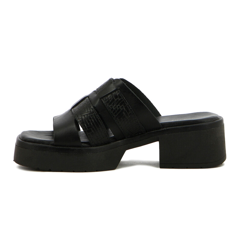 Country Sandalia Mujer Tres Tiras Anchas Negro