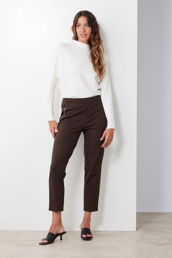 Pantalon Zips MARRON