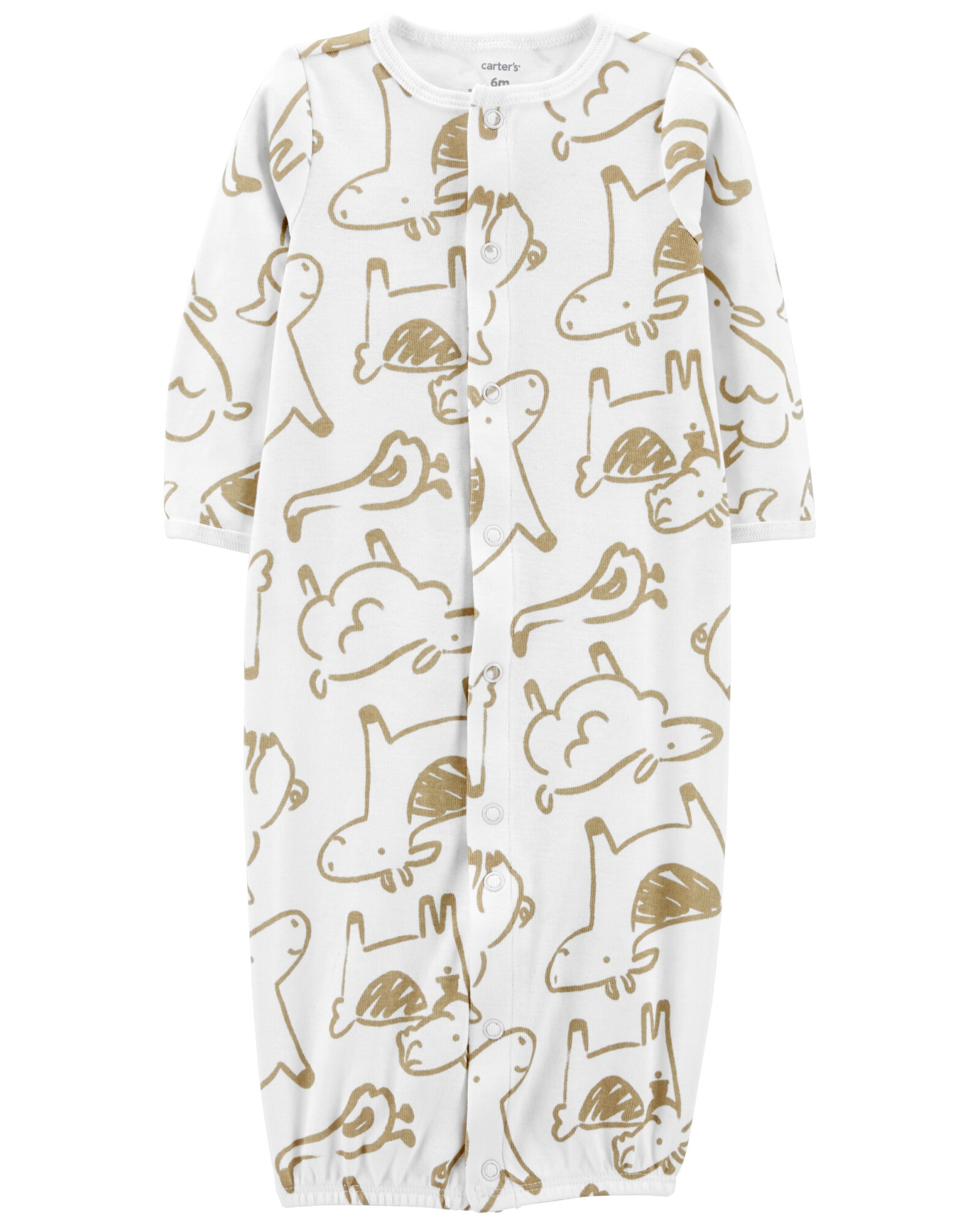 Pijama convertidor de algodón con medias y gorro, diseño animales Sin color