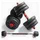 Set Mancuerna Bosco Ajustable + Barra 20 Kg Total Negro