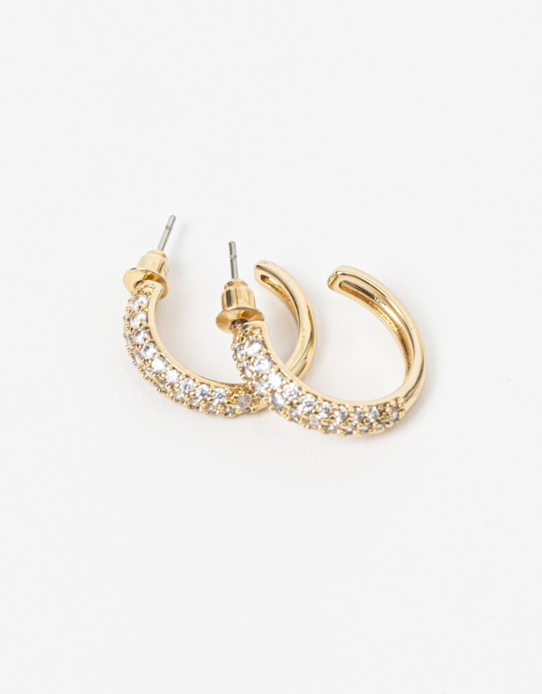 Aros Argollas Strass Aros Argolla Con Cubic Zirconia - Dorado