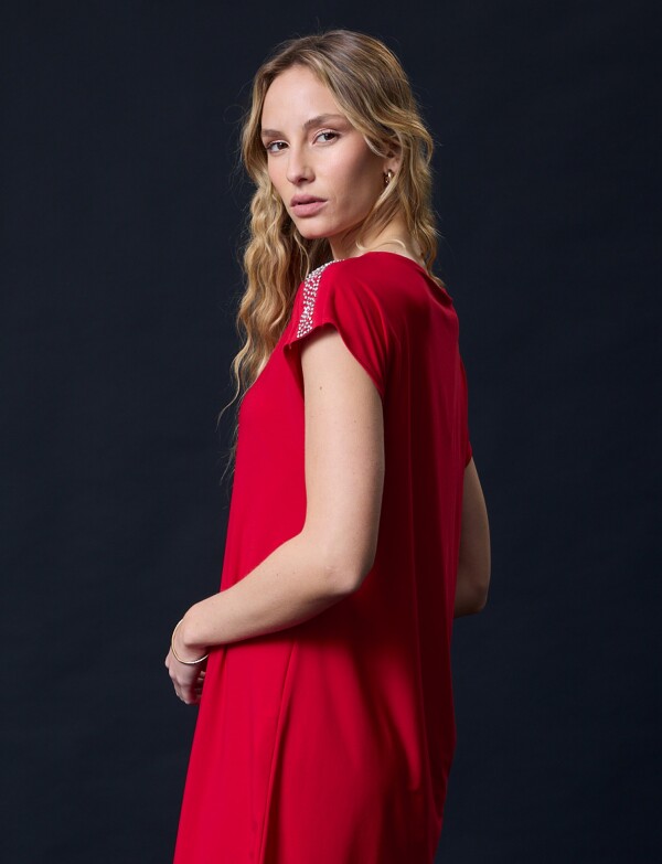 Vestido Detalle Metal ROJO
