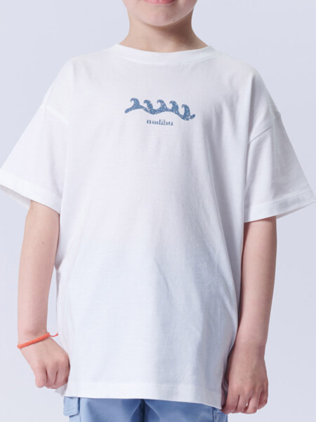 Remera Estampa Olas Blanca