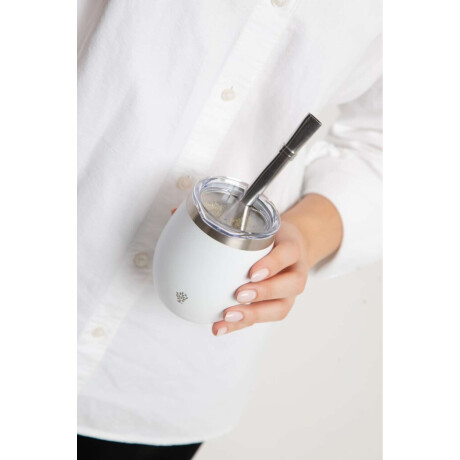 Mate Acero Inox. Con Tapa Blanco