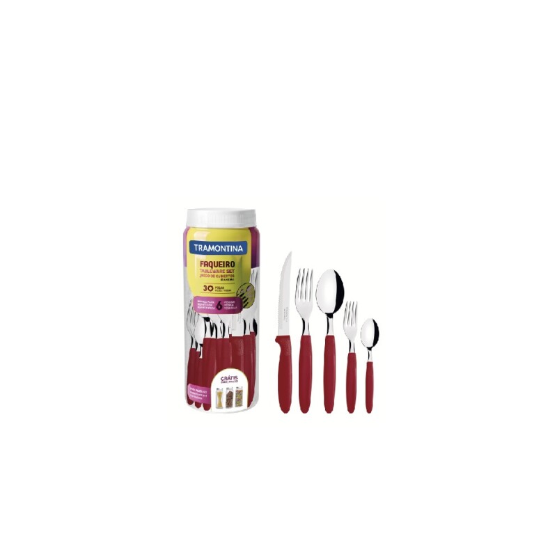 JUEGO.30 CUBIERTOS IPANEMA EN POTE ROJO 23398/788 JUEGO.30 CUBIERTOS IPANEMA EN POTE ROJO 23398/788