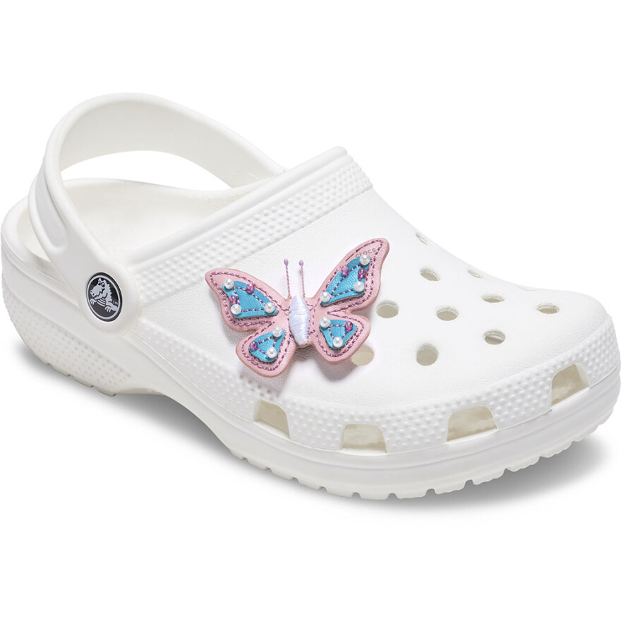 Jibbitz Faux Leather Pink Butterfly Multicolor