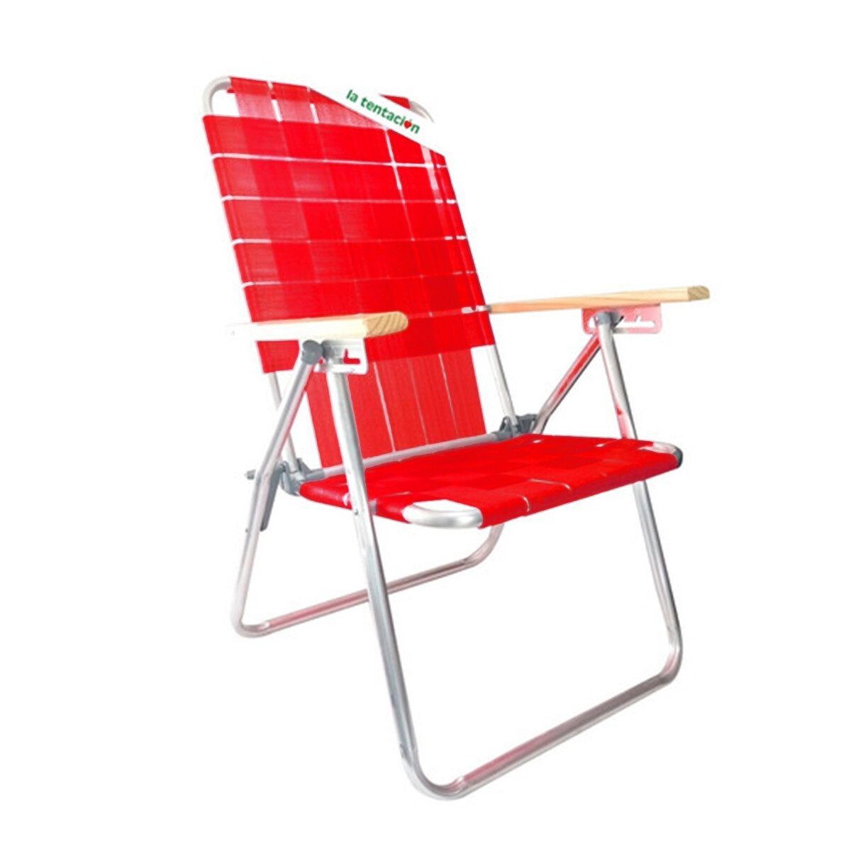 Reposera Sillón Plegable 5 Posiciones Descansar Aluminio Color Rojo 