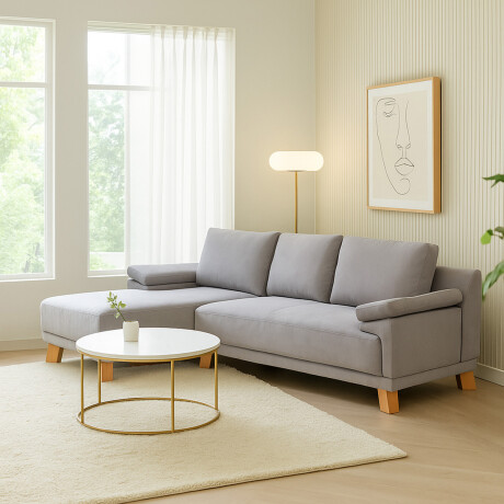 Rinconera Adalia - Tela Microfibra - Chaise izquierdo 12074 (Gris)