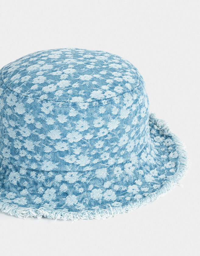 Sombreros Flores Piluso Denim Florcitas - Azul Gastado