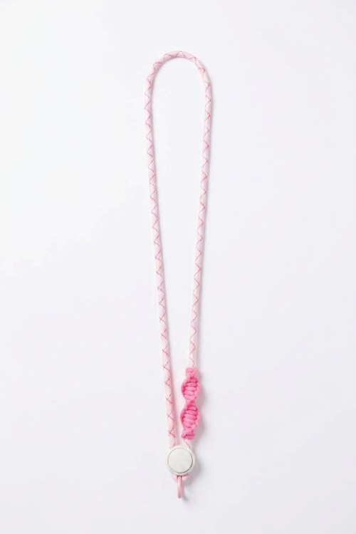 Cordón para celular con gancho metálico rosa