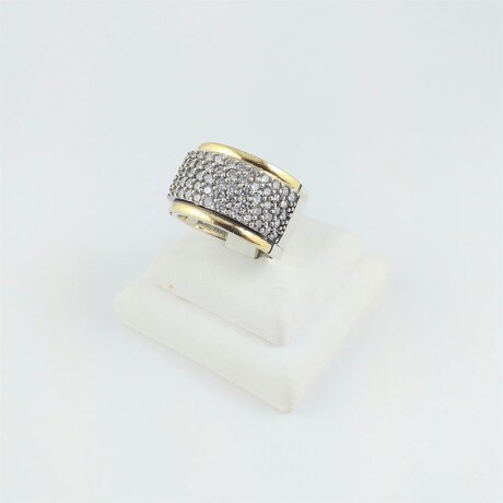 Anillo de plata 925 con filetes en double de oro 18Ktes, circonias . Anillo de plata 925 con filetes en double de oro 18Ktes, circonias .