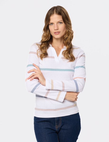 REMERA POLO RAYADA Blanco