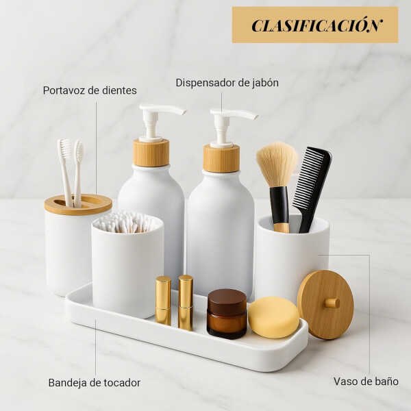 Set De Baño Accesorios Juego De 7 Piezas Dispenser Jabonera IMBACK Color Blanco Set De Baño Accesorios Juego De 7 Piezas Dispenser Jabonera IMBACK Color Blanco