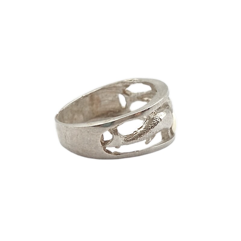 Anillo Delfines-Plata y Oro-Sin Piedra-AN5013 sinpiedra