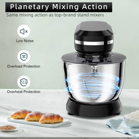 Batidora planetaria 6 velocidades Silenciosa 1200W Negro