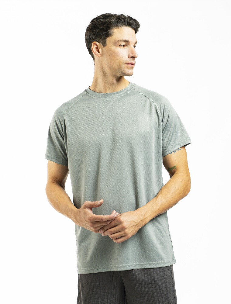 Remera Deportiva Overlock Gris Claro