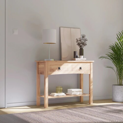 Mesa de arrime 2 cajones Living - Linea mexicana Natural