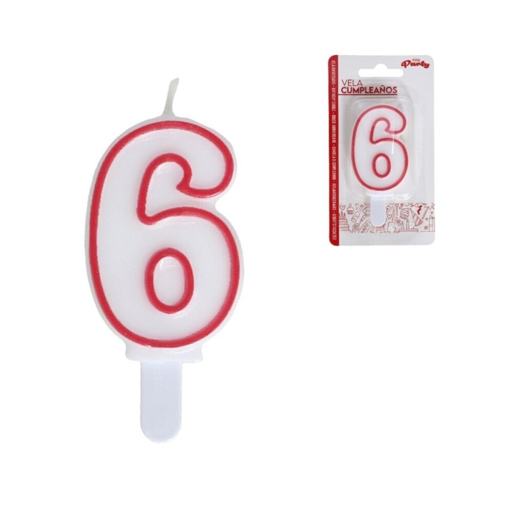 Vela De Cumpleaños N°6 Rojo/Blanco GE VELA CUMPLEAÑOS ROJO/BLANCO N6