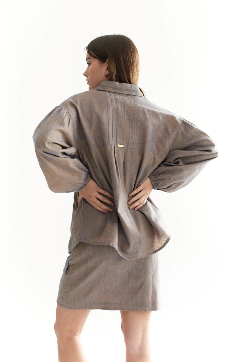 Camisa Almendra Azul
