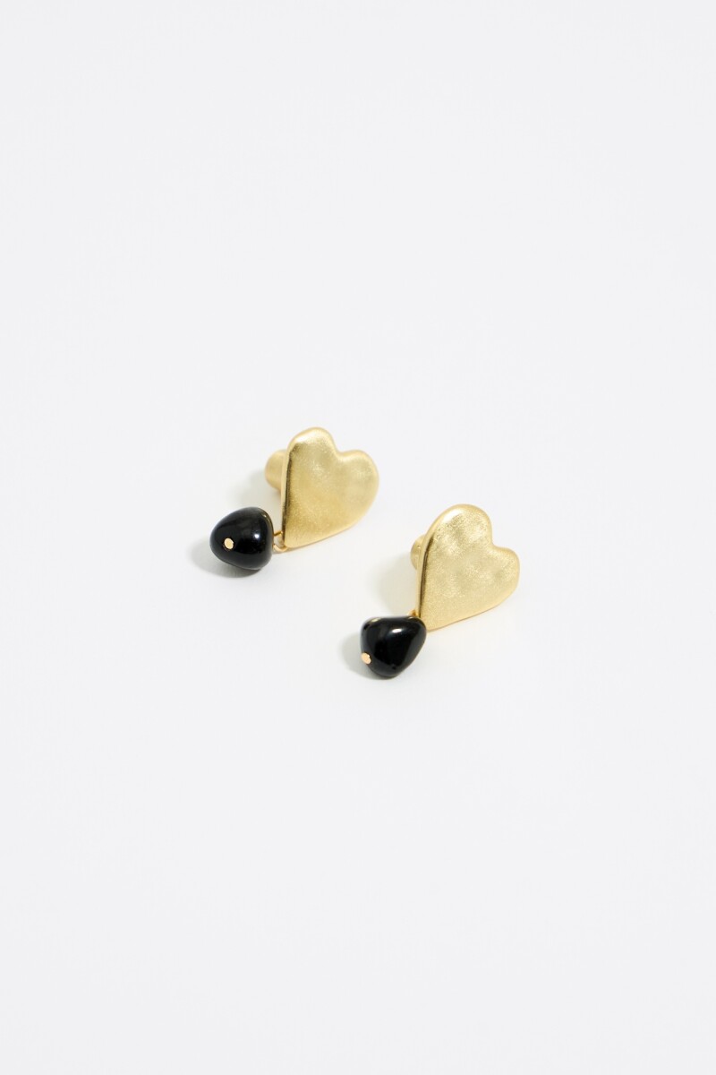 PENDIENTES CORAZÓN TEXTURA Y P Negro