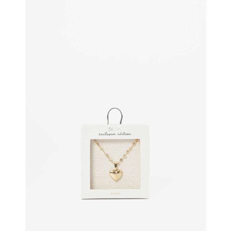 Cadena De Acero Dije Corazón Dorado