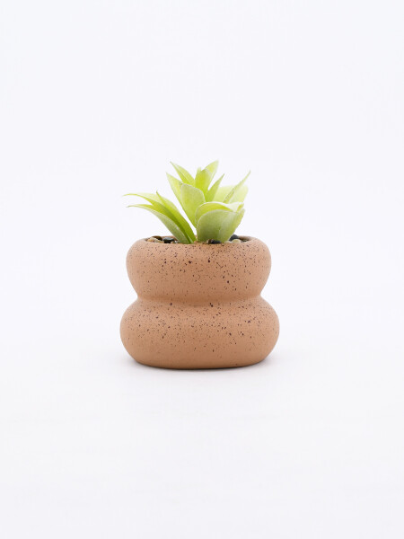 MACETA CERAMICA CON PLANTA BEIGE (V)