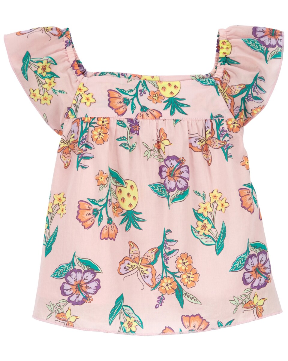 Remera de algodón, manga corta, estampada 