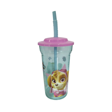 Vaso Plástico Alto con Pajita Paw Patrol 460 ml CELESTE