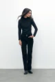 Media polera con punto smock negro