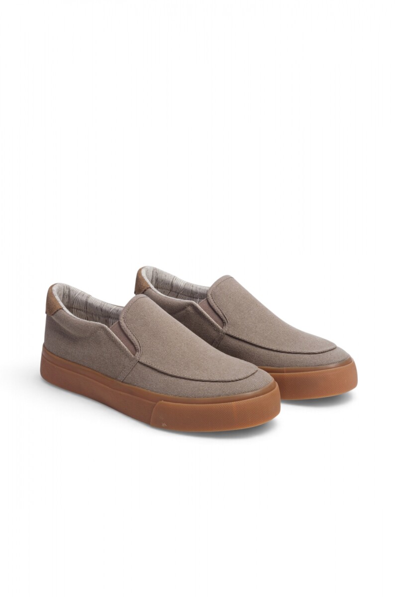 ZAPATO NAUTICO DE LONA - Tostado 