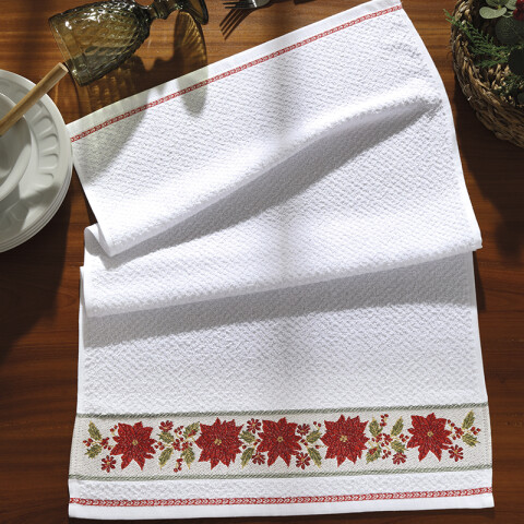 Repasador Dohler Bordado Jacquard Navidad BLANCO
