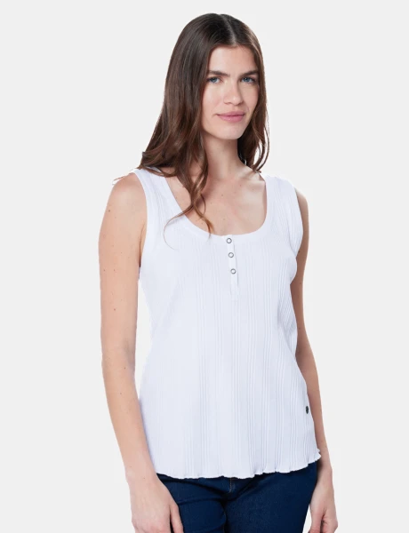 MUSCULOSA RIB CON BOTONES Blanco