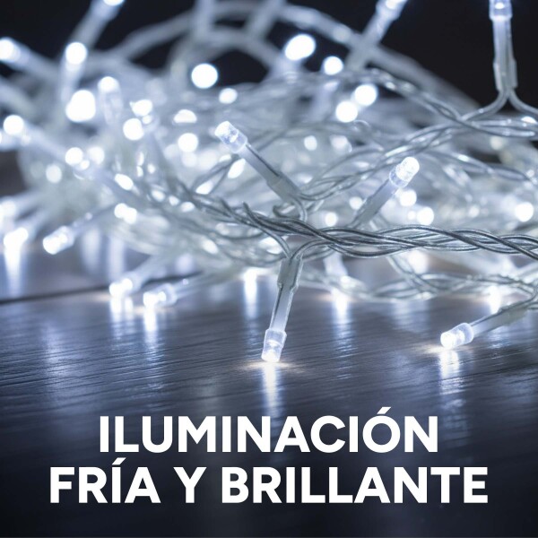 100 Luces Navidad Led 9 Metros Cable Cristal Guia Con Modos Variante Fria