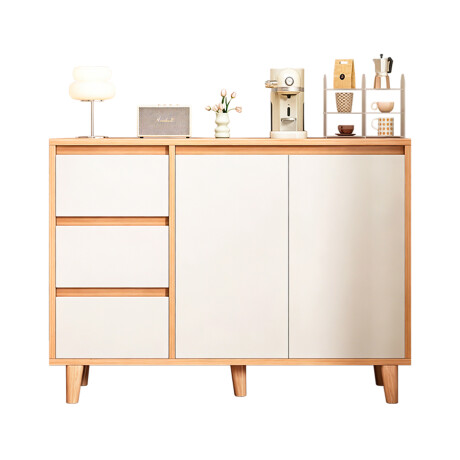 Armario Minimalista Blanco y Madera 100x80x30cm esh0024 001