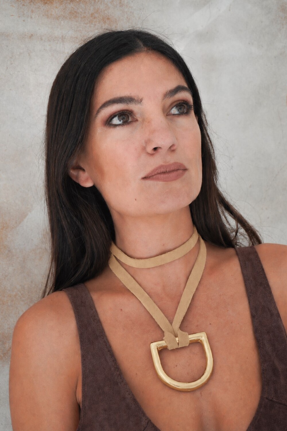 Estribo Tiento Necklace Beige Dorado