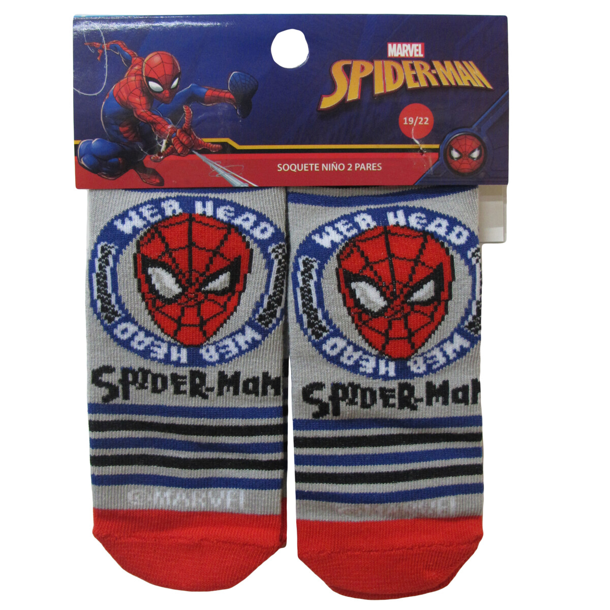 Medias x2 Spider Man Marvel - Gris/Rojo/Negro 