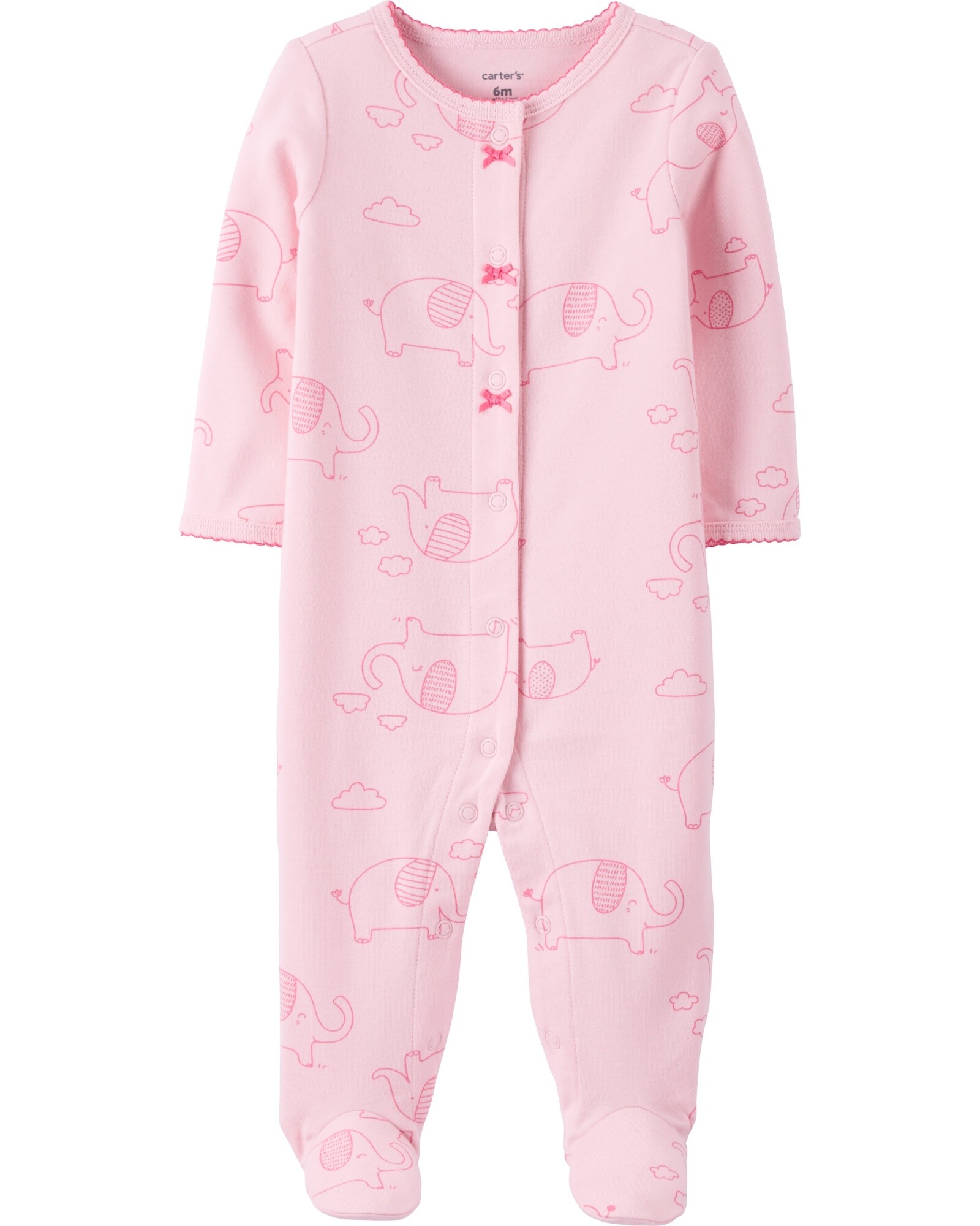 Pijama de algodón con pie diseño elefantes Sin color