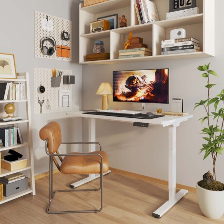 ESCRITORIO REGULABLE METAL-Y-MDF BLANCO E1PRO
