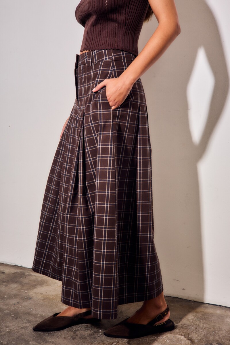Pantalón Extra Wide Cuadros Marino