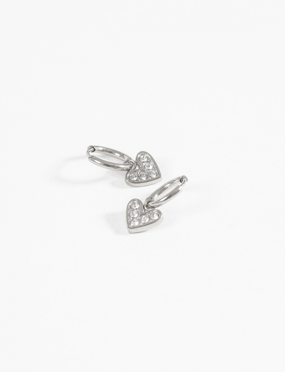 Aros acero con dije cora strass - plateado 
