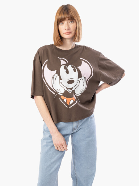REMERA MICKEY IN LOVE MARRON