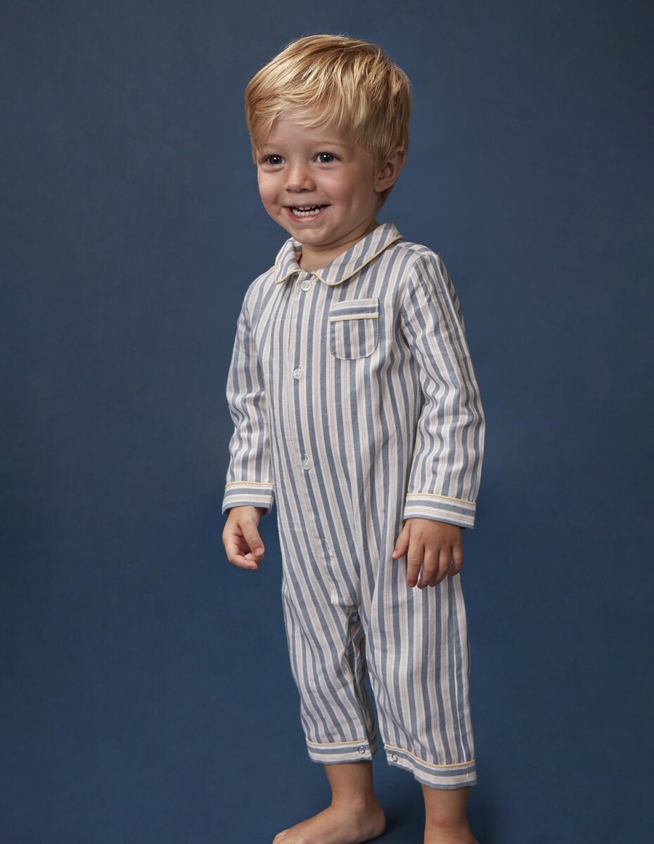 Pijama De Rayas Con Contraste - Blanco Roto 