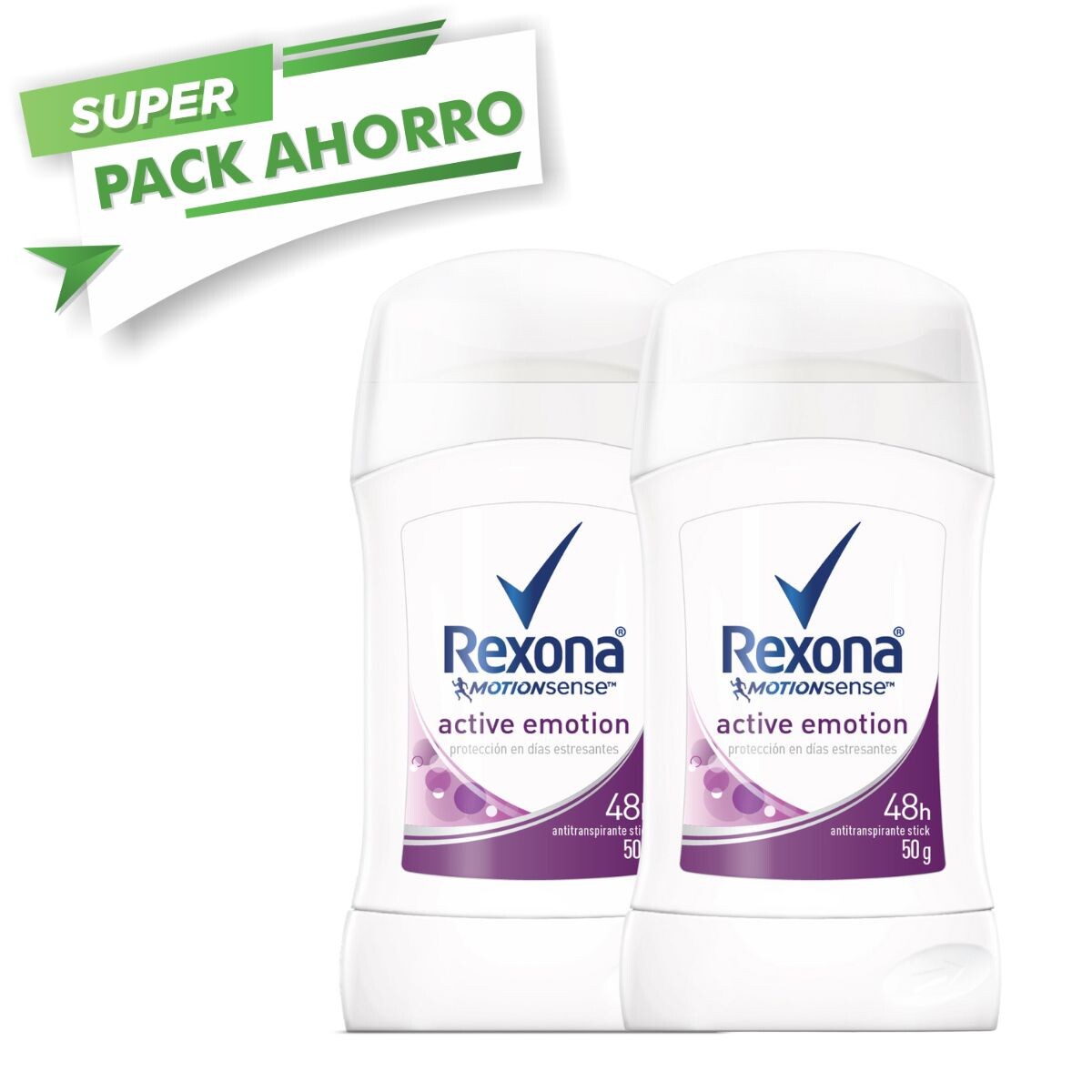 Desodorante Rexona en Barra Active Emotion 50 GR Pack X2 50% OFF 2da. uni 