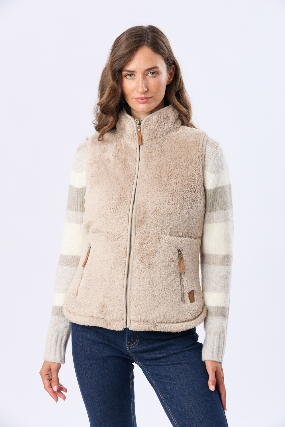 CHALECO SHERPA SUAVE Beige Oscuro