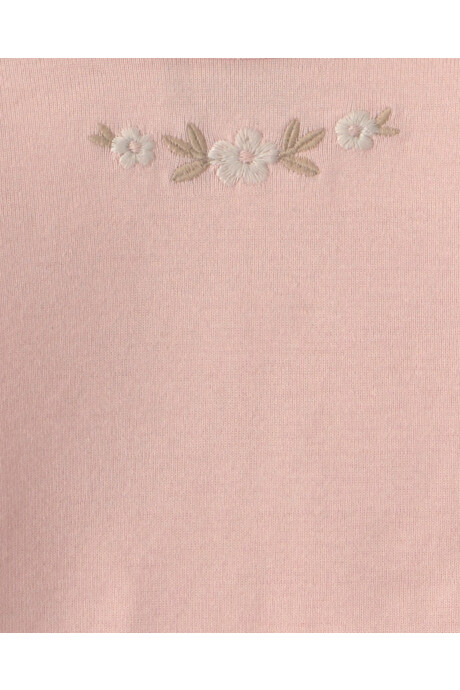 Set tres piezas de algodón, pantalón y bodies, rosado y crema, diseño floral Sin color